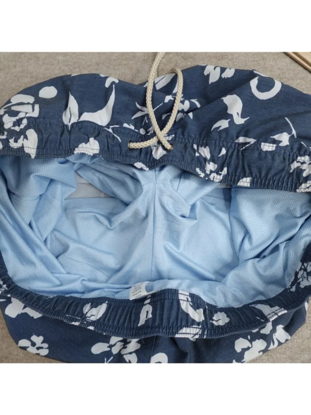 Fair Harbor Mens Swim Shorts 3X Blue Floral Drawstring Lined 6